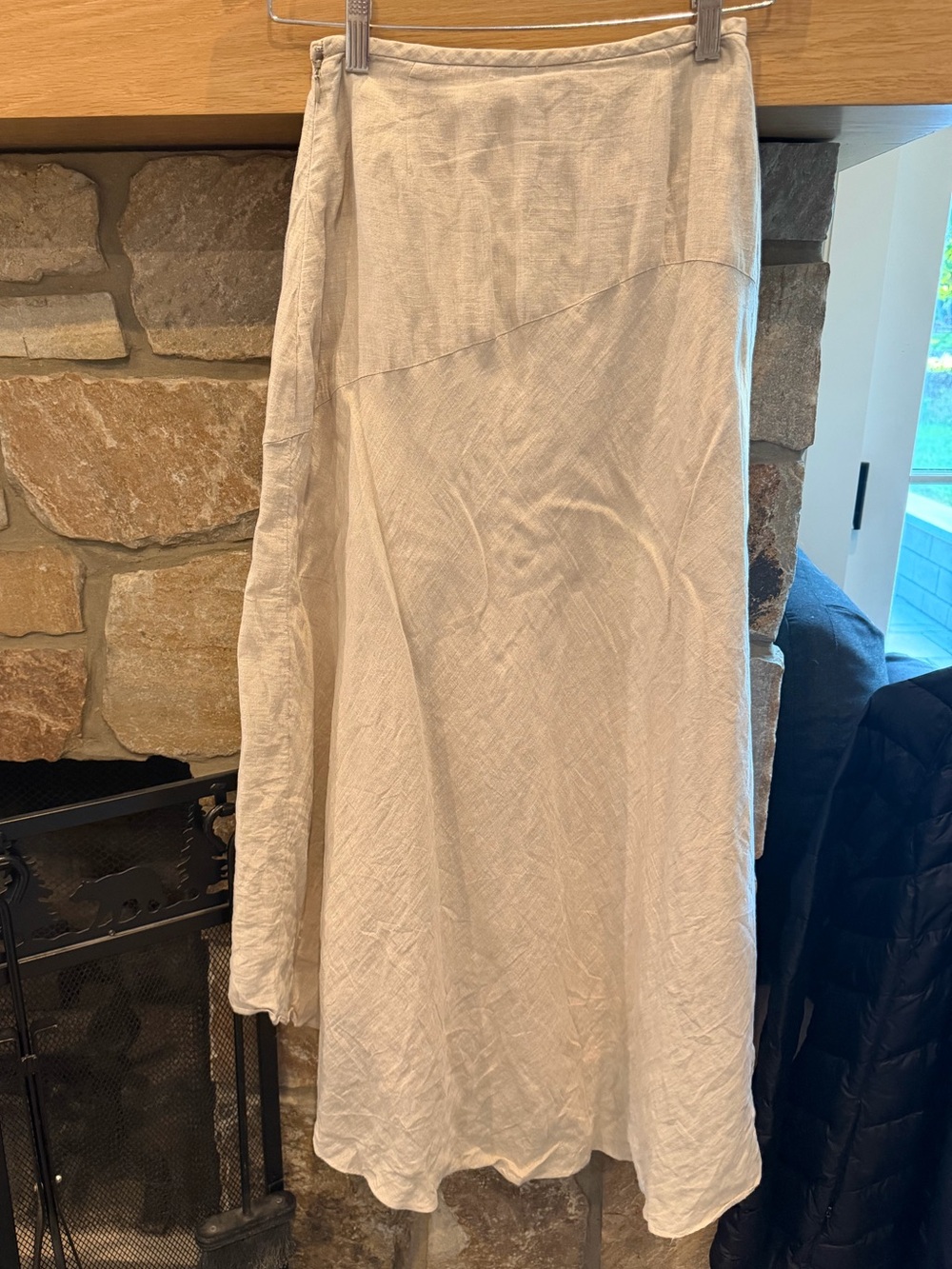Theory 100% Linen Asymmetrical Maxi Skirt | Minimalist Ivory Neutral size 2 - Picture 8 of 12